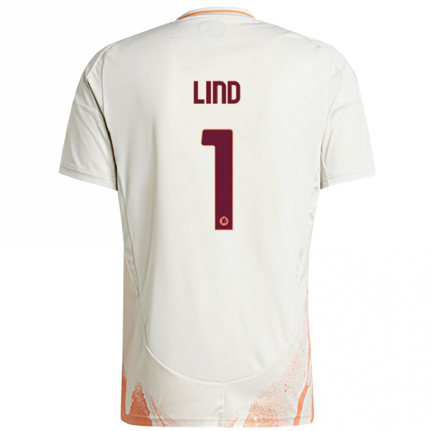 Kids Football Emma Lind #1 Cream White Orange Away Jersey 2024/25 T-Shirt Canada