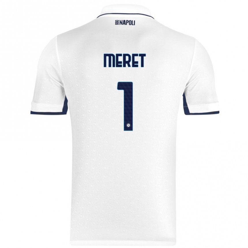 Enfant Football Maillot Alex Meret #1 Blanc Bleu Royal Tenues Extérieur 2024/25 Canada