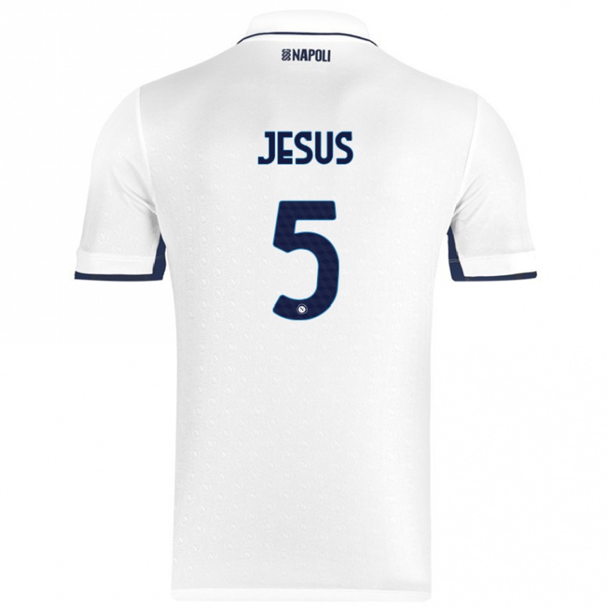 Kids Football Juan Jesus #5 White Royal Blue Away Jersey 2024/25 T-Shirt Canada