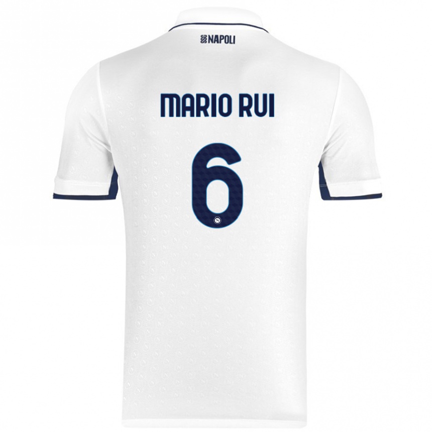 Kids Football Mario Rui #6 White Royal Blue Away Jersey 2024/25 T-Shirt Canada