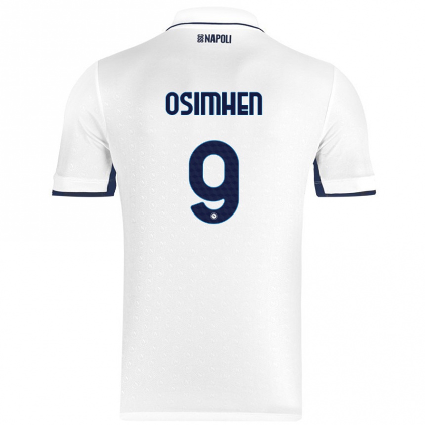 Kids Football Victor Osimhen #9 White Royal Blue Away Jersey 2024/25 T-Shirt Canada