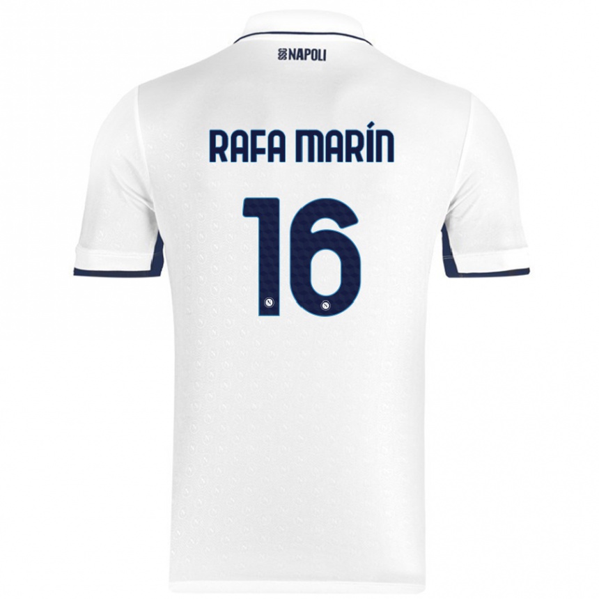 Enfant Football Maillot Rafa Marín #16 Blanc Bleu Royal Tenues Extérieur 2024/25 Canada