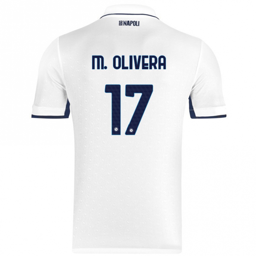 Kids Football Mathias Olivera #17 White Royal Blue Away Jersey 2024/25 T-Shirt Canada