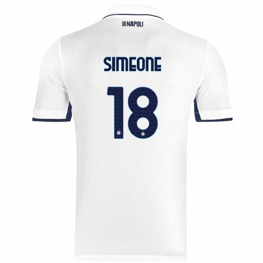 Kids Football Giovanni Simeone #18 White Royal Blue Away Jersey 2024/25 T-Shirt Canada