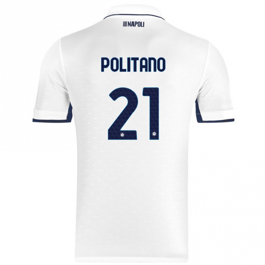 Kids Football Matteo Politano #21 White Royal Blue Away Jersey 2024/25 T-Shirt Canada