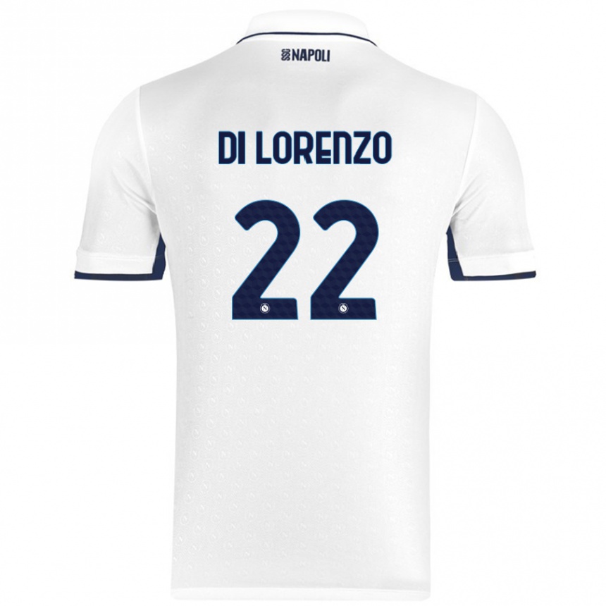 Enfant Football Maillot Giovanni Di Lorenzo #22 Blanc Bleu Royal Tenues Extérieur 2024/25 Canada