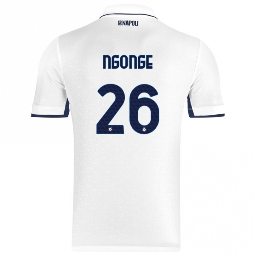 Enfant Football Maillot Cyril Ngonge #26 Blanc Bleu Royal Tenues Extérieur 2024/25 Canada