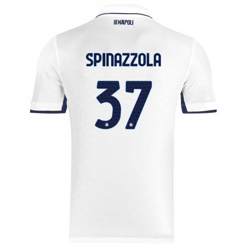 Enfant Football Maillot Leonardo Spinazzola #37 Blanc Bleu Royal Tenues Extérieur 2024/25 Canada