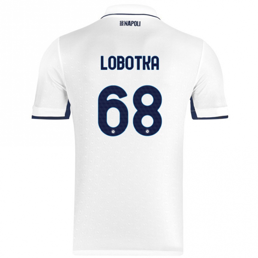 Enfant Football Maillot Stanislav Lobotka #68 Blanc Bleu Royal Tenues Extérieur 2024/25 Canada