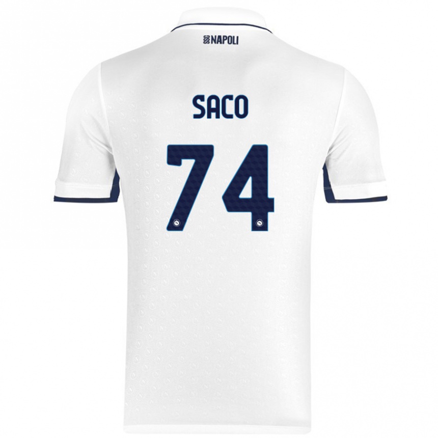 Kids Football Coli Saco #74 White Royal Blue Away Jersey 2024/25 T-Shirt Canada