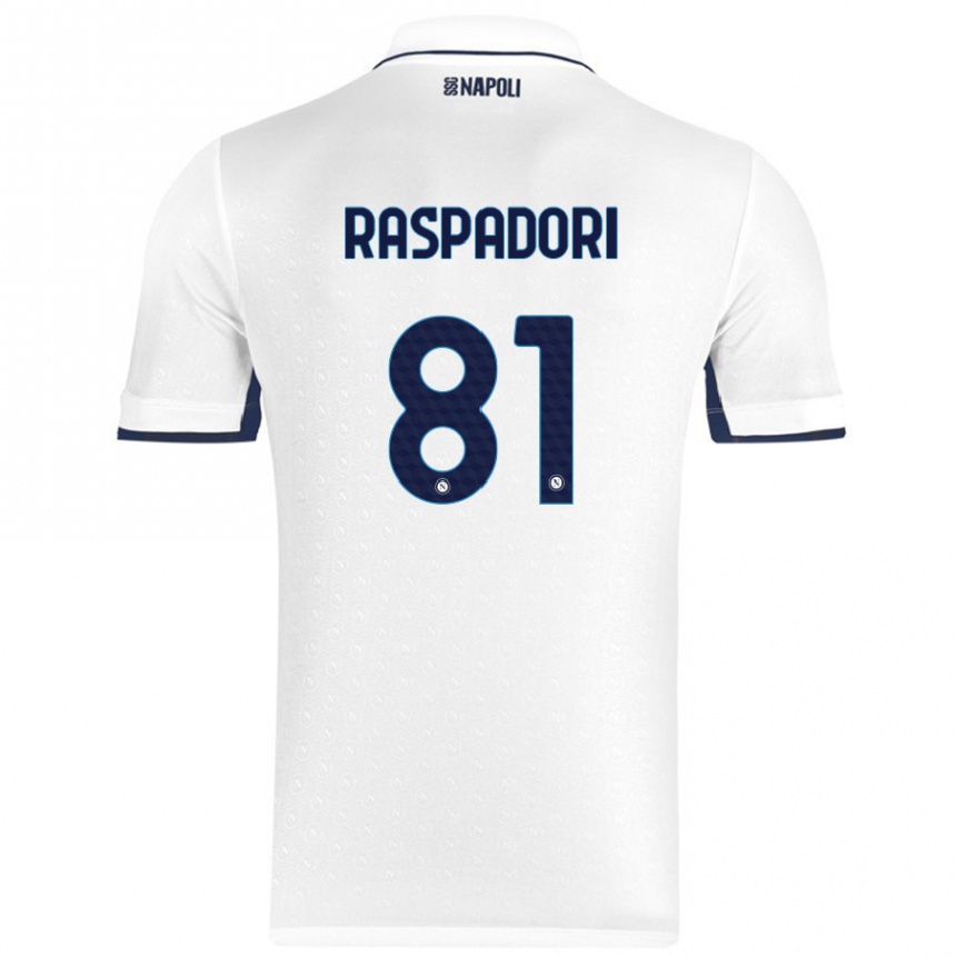 Kids Football Giacomo Raspadori #81 White Royal Blue Away Jersey 2024/25 T-Shirt Canada