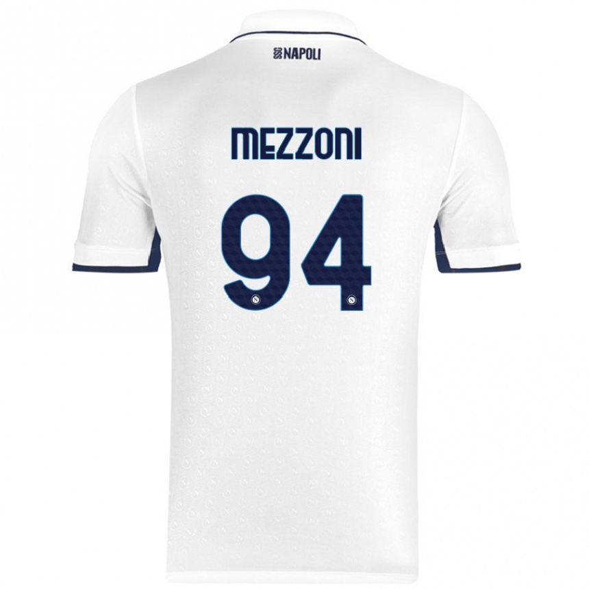 Enfant Football Maillot Francesco Mezzoni #94 Blanc Bleu Royal Tenues Extérieur 2024/25 Canada