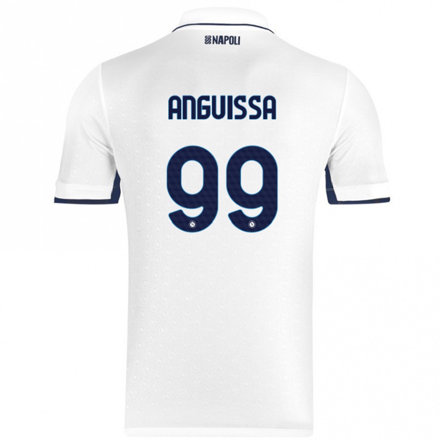 Enfant Football Maillot Andre Zambo Anguissa #99 Blanc Bleu Royal Tenues Extérieur 2024/25 Canada