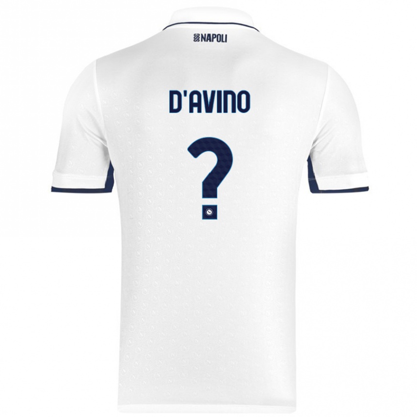 Kids Football Luigi D'avino #0 White Royal Blue Away Jersey 2024/25 T-Shirt Canada