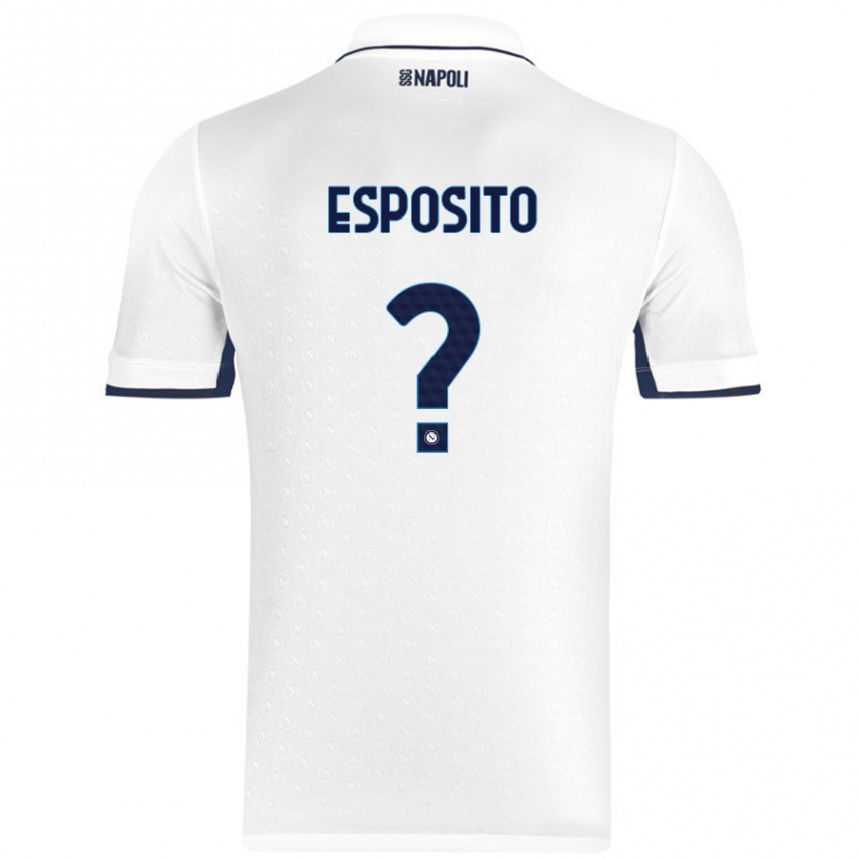 Enfant Football Maillot Mattia Esposito #0 Blanc Bleu Royal Tenues Extérieur 2024/25 Canada