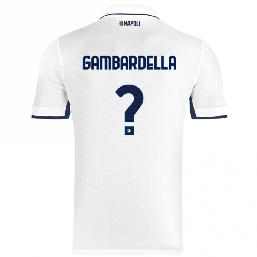 Enfant Football Maillot Vittorio Gambardella #0 Blanc Bleu Royal Tenues Extérieur 2024/25 Canada