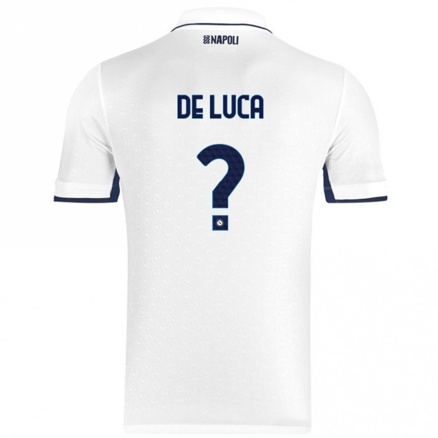 Enfant Football Maillot Alfonso De Luca #0 Blanc Bleu Royal Tenues Extérieur 2024/25 Canada