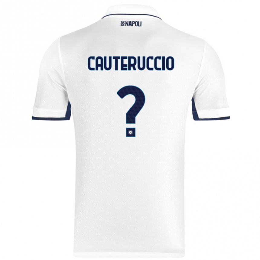 Enfant Football Maillot Walter Cauteruccio #0 Blanc Bleu Royal Tenues Extérieur 2024/25 Canada