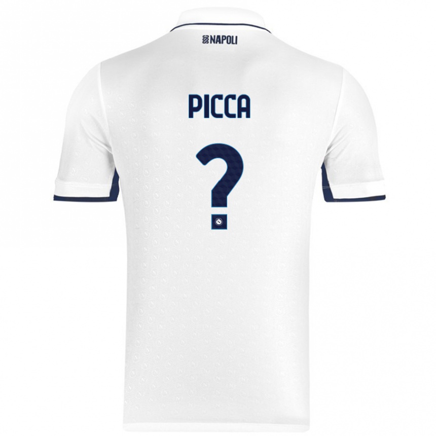 Enfant Football Maillot Luigi Picca #0 Blanc Bleu Royal Tenues Extérieur 2024/25 Canada