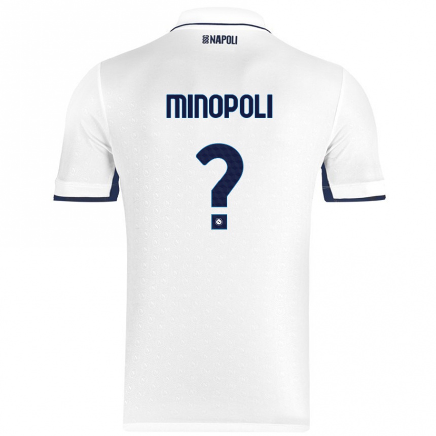 Enfant Football Maillot Francesco Minopoli #0 Blanc Bleu Royal Tenues Extérieur 2024/25 Canada