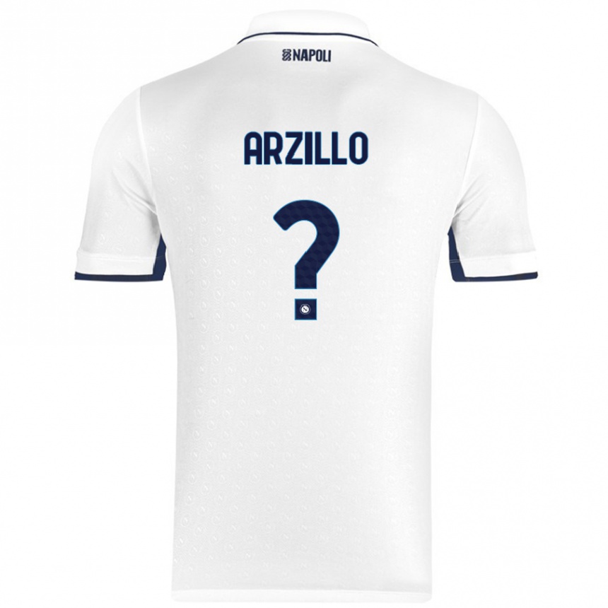 Enfant Football Maillot Antonino Arzillo #0 Blanc Bleu Royal Tenues Extérieur 2024/25 Canada