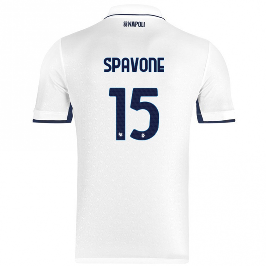 Kids Football Alessandro Spavone #15 White Royal Blue Away Jersey 2024/25 T-Shirt Canada