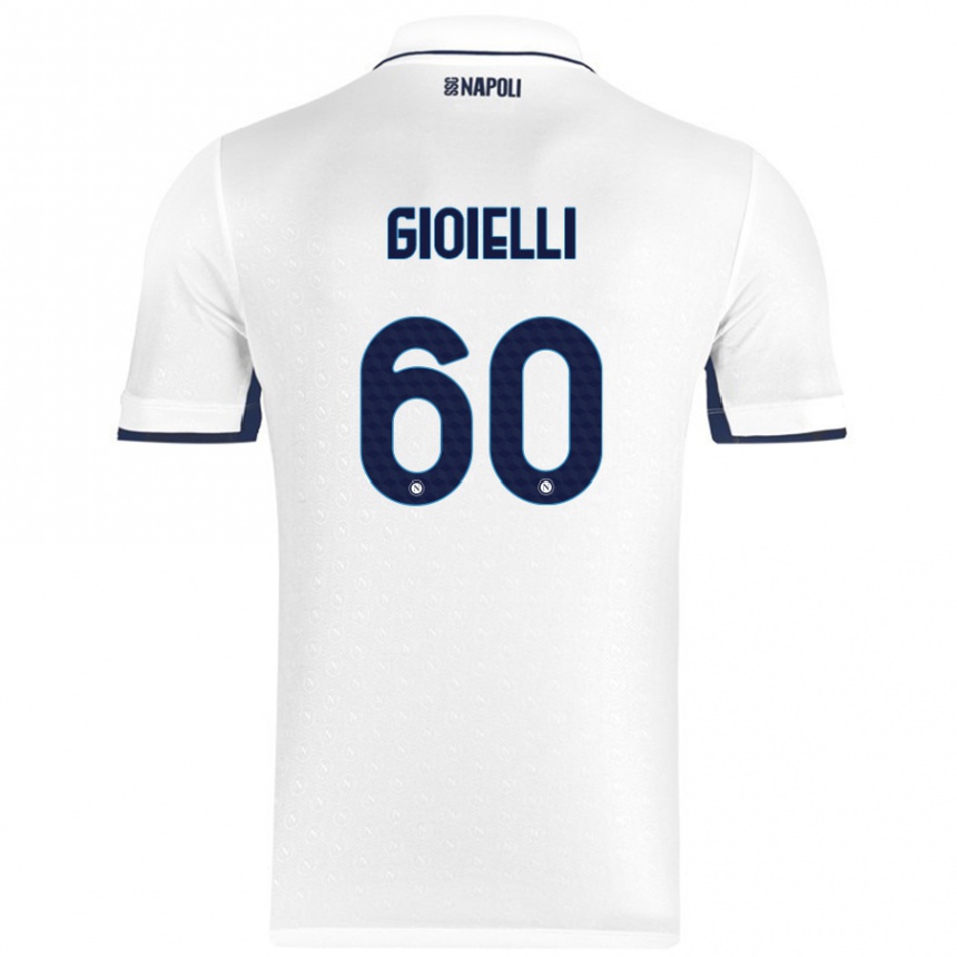 Enfant Football Maillot Francesco Gioielli #60 Blanc Bleu Royal Tenues Extérieur 2024/25 Canada