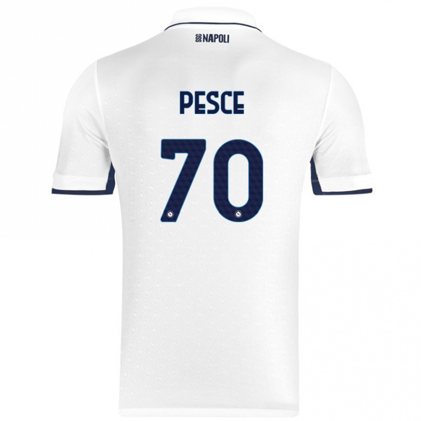 Kids Football Antonio Pesce #70 White Royal Blue Away Jersey 2024/25 T-Shirt Canada