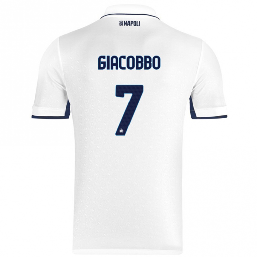 Enfant Football Maillot Giulia Giacobbo #7 Blanc Bleu Royal Tenues Extérieur 2024/25 Canada