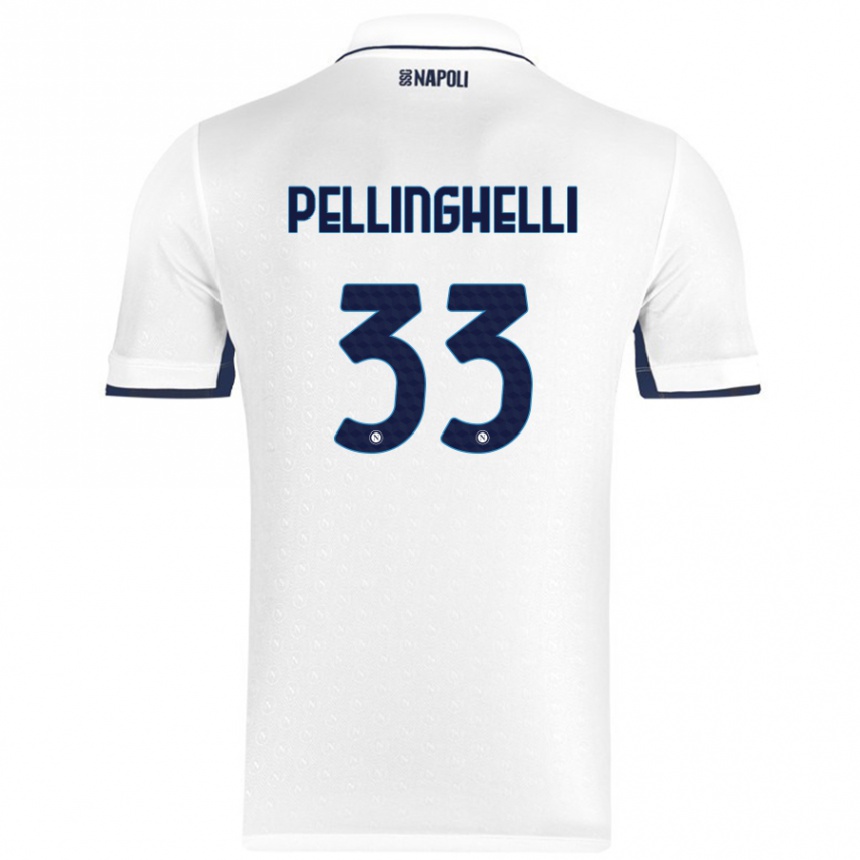 Enfant Football Maillot Alice Pellinghelli #33 Blanc Bleu Royal Tenues Extérieur 2024/25 Canada