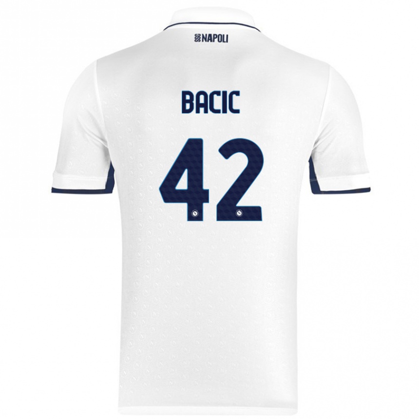 Enfant Football Maillot Doris Bačić #42 Blanc Bleu Royal Tenues Extérieur 2024/25 Canada