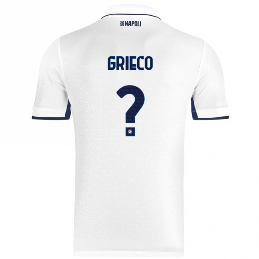 Enfant Football Maillot Alessandro Grieco #0 Blanc Bleu Royal Tenues Extérieur 2024/25 Canada