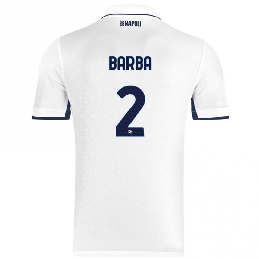 Enfant Football Maillot Benedetto Barba #2 Blanc Bleu Royal Tenues Extérieur 2024/25 Canada