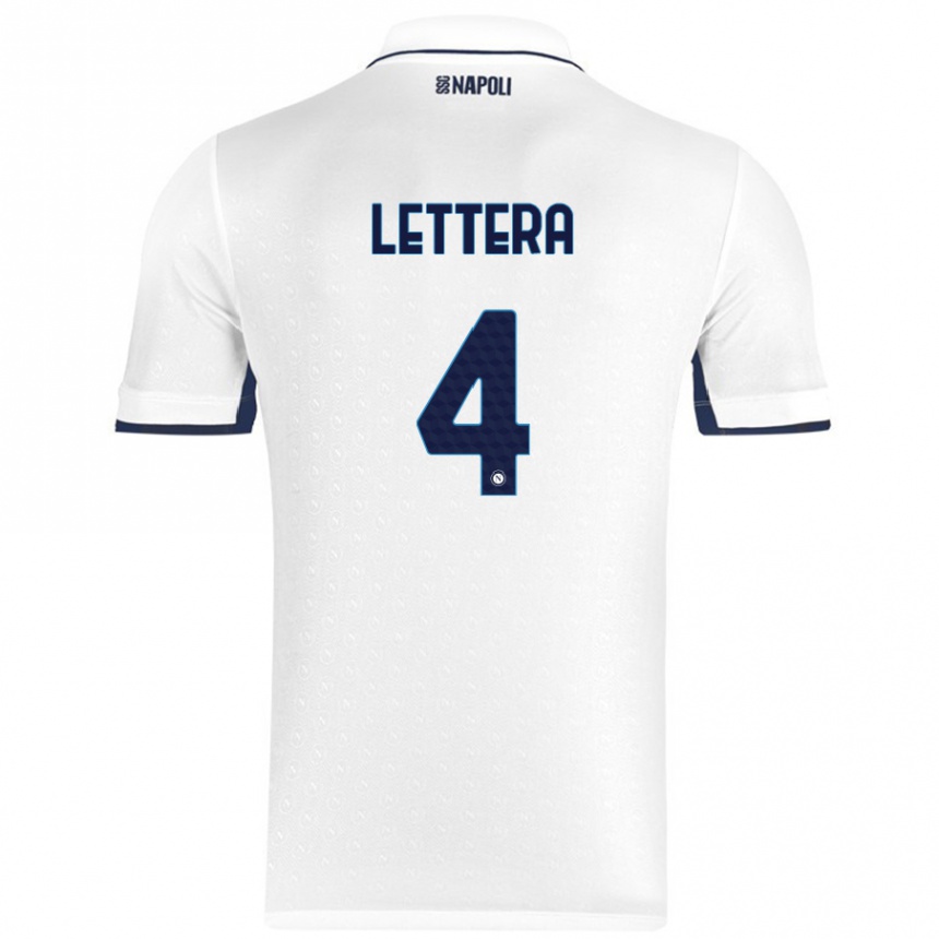 Enfant Football Maillot Alessio Lettera #4 Blanc Bleu Royal Tenues Extérieur 2024/25 Canada