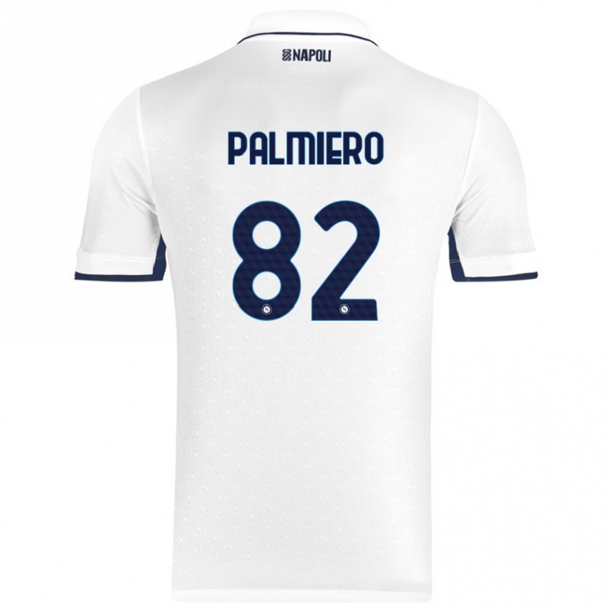 Enfant Football Maillot Luca Palmiero #82 Blanc Bleu Royal Tenues Extérieur 2024/25 Canada