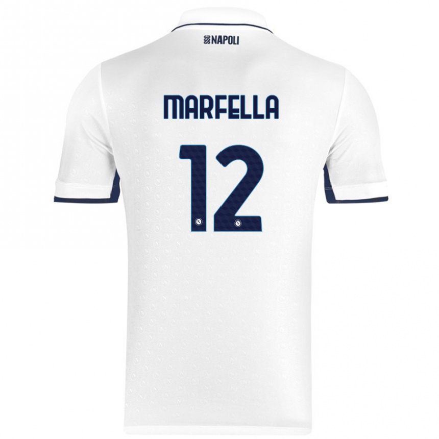 Enfant Football Maillot Davide Marfella #12 Blanc Bleu Royal Tenues Extérieur 2024/25 Canada