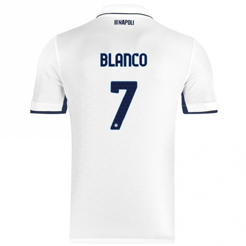 Enfant Football Maillot Gimena Blanco #7 Blanc Bleu Royal Tenues Extérieur 2024/25 Canada