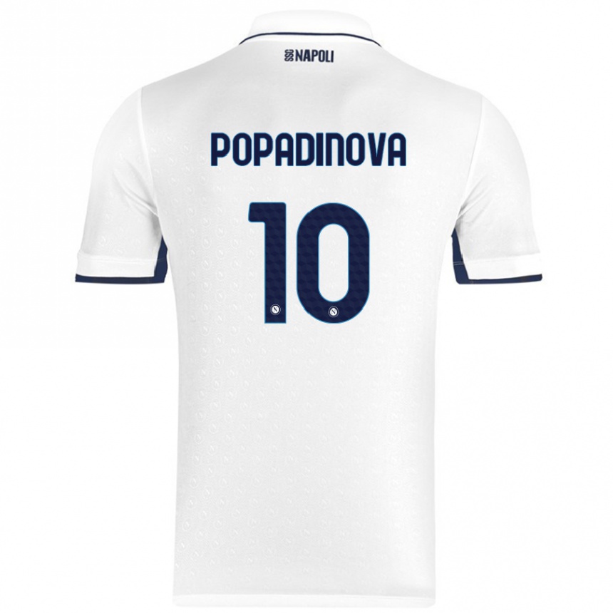 Enfant Football Maillot Evdokiya Popadinova #10 Blanc Bleu Royal Tenues Extérieur 2024/25 Canada