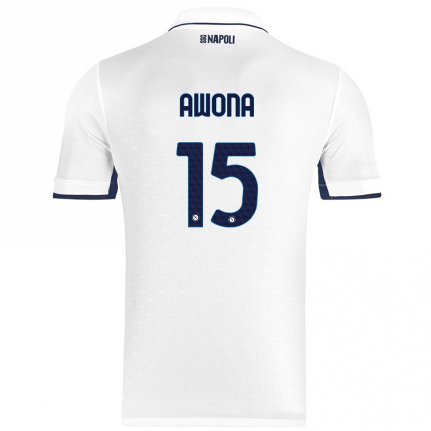 Kids Football Aurelle Awona #15 White Royal Blue Away Jersey 2024/25 T-Shirt Canada