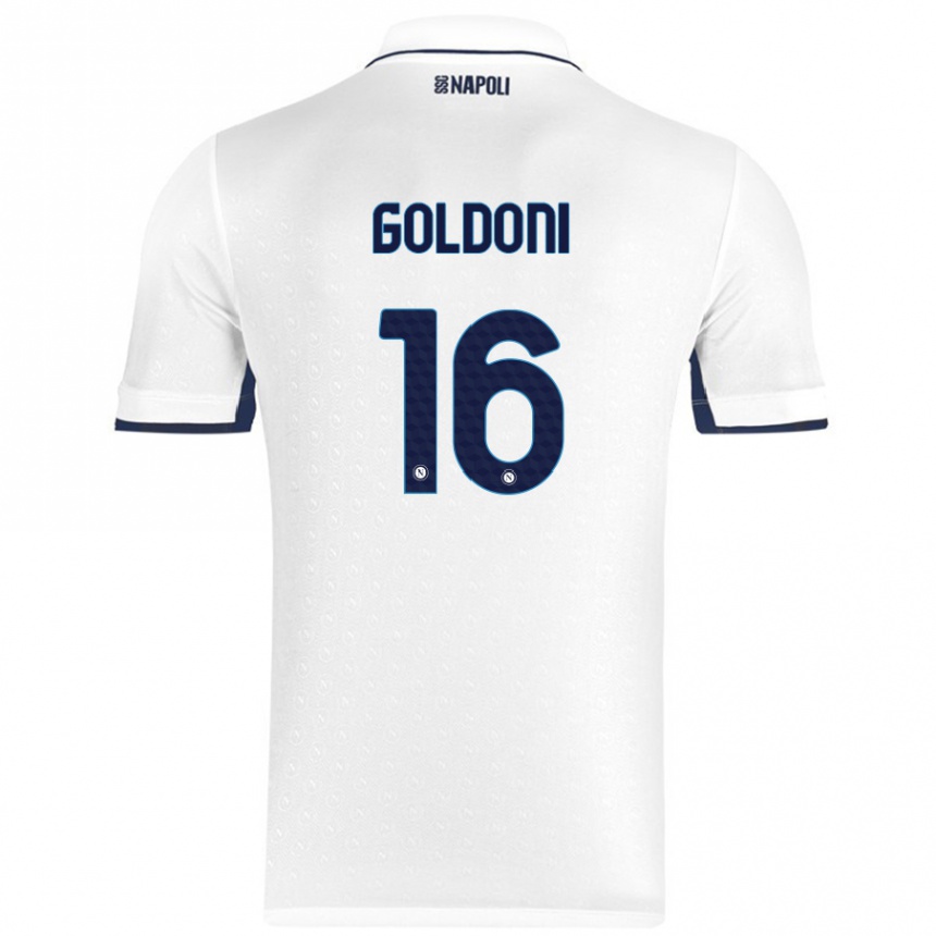 Enfant Football Maillot Eleonora Goldoni #16 Blanc Bleu Royal Tenues Extérieur 2024/25 Canada