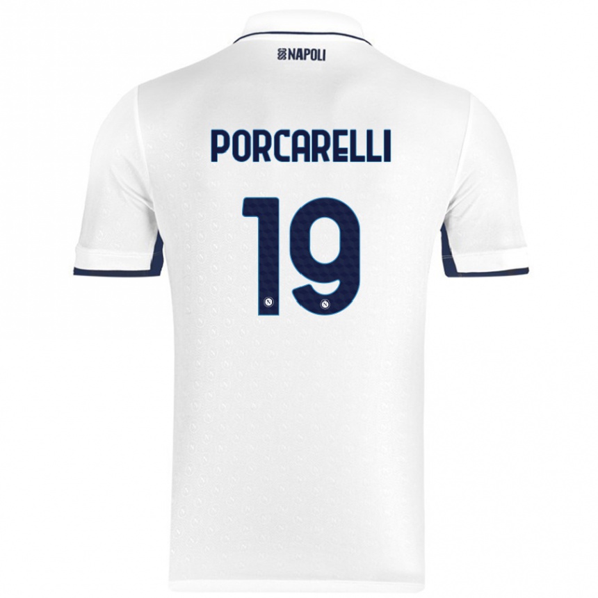 Enfant Football Maillot Maddelena Porcarelli #19 Blanc Bleu Royal Tenues Extérieur 2024/25 Canada