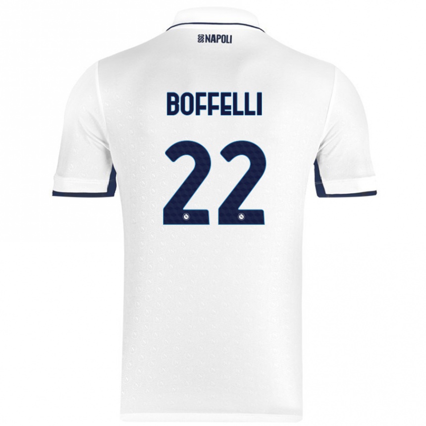 Enfant Football Maillot Valerio Boffelli #22 Blanc Bleu Royal Tenues Extérieur 2024/25 Canada