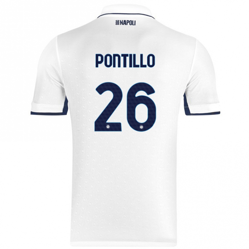 Enfant Football Maillot Pasquale Pontillo #26 Blanc Bleu Royal Tenues Extérieur 2024/25 Canada