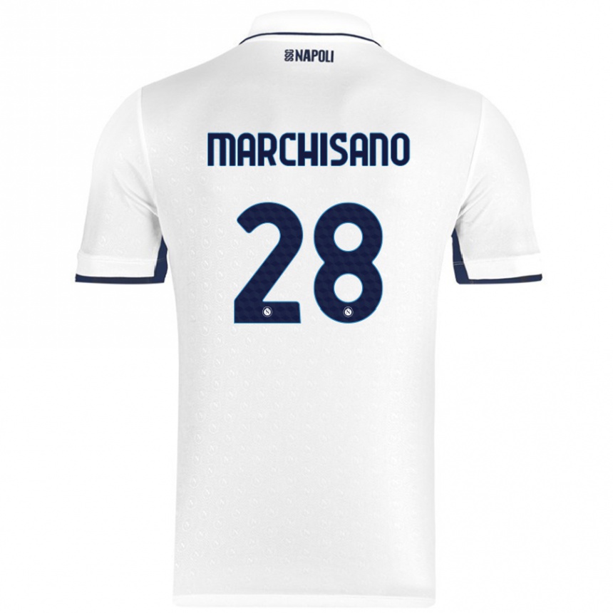 Enfant Football Maillot Matteo Marchisano #28 Blanc Bleu Royal Tenues Extérieur 2024/25 Canada