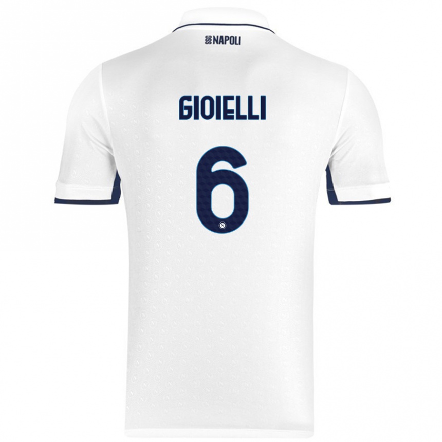 Enfant Football Maillot Francesco Pio Gioielli #6 Blanc Bleu Royal Tenues Extérieur 2024/25 Canada