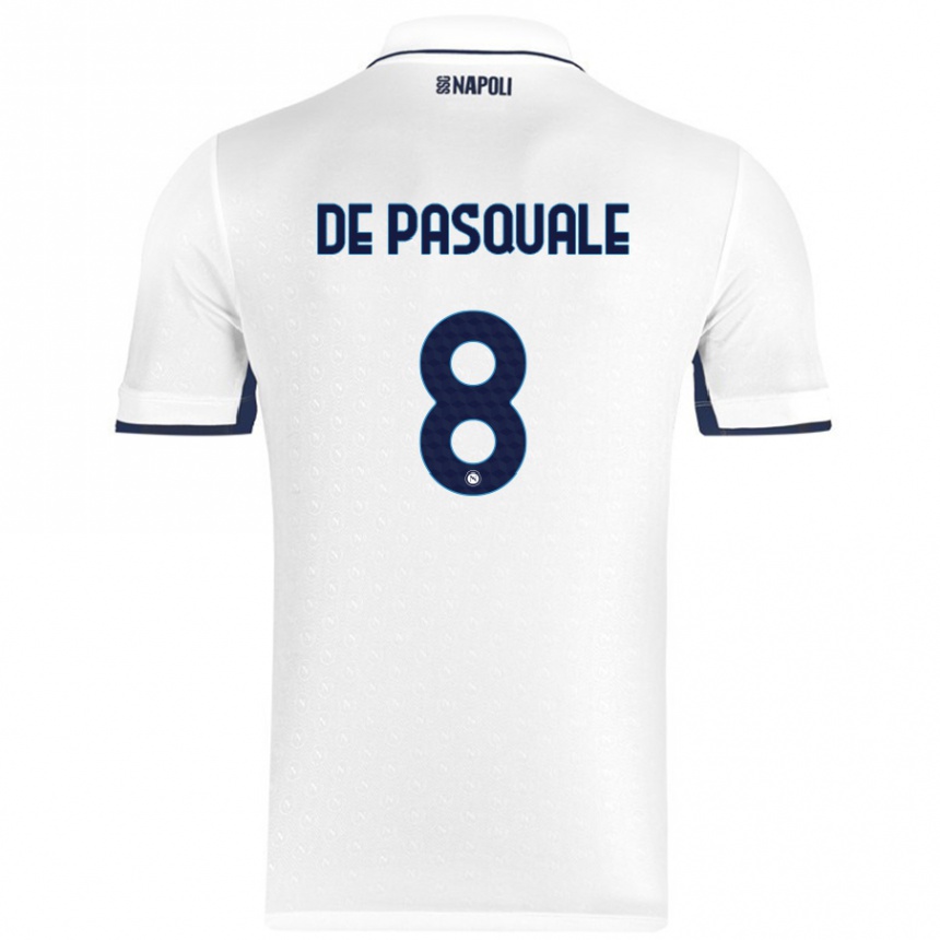 Enfant Football Maillot Dylan De Pasquale #8 Blanc Bleu Royal Tenues Extérieur 2024/25 Canada