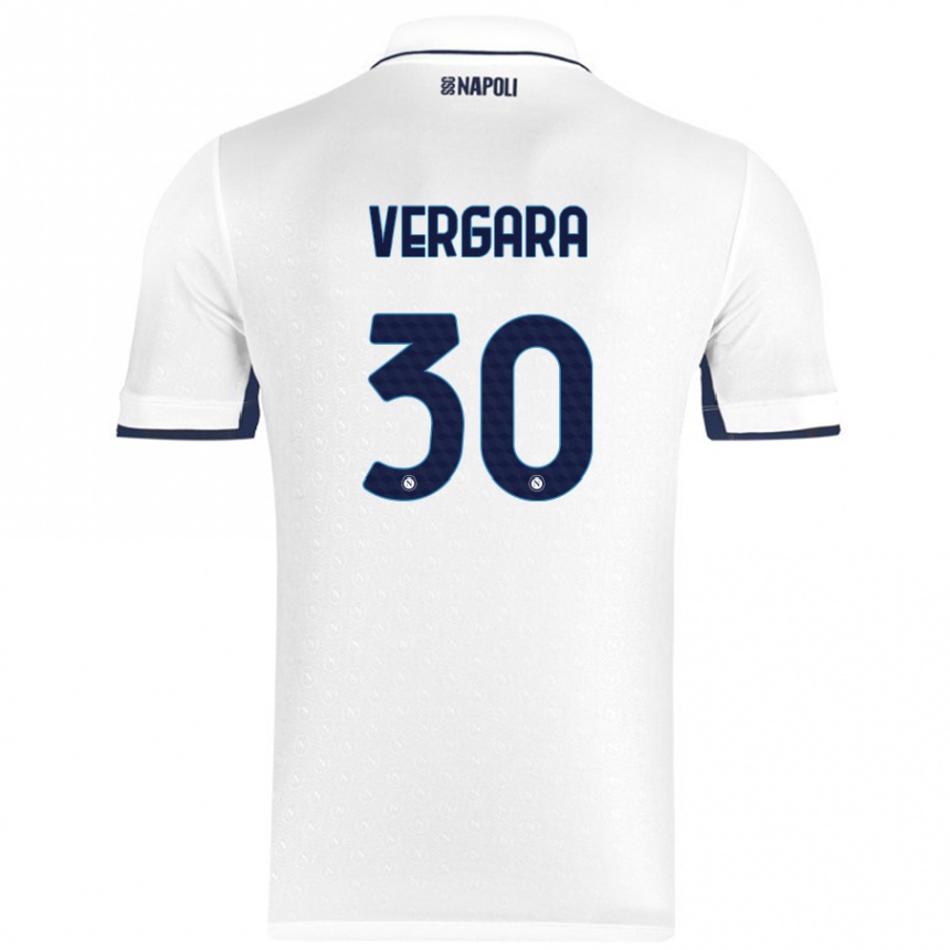 Enfant Football Maillot Antonio Vergara #30 Blanc Bleu Royal Tenues Extérieur 2024/25 Canada