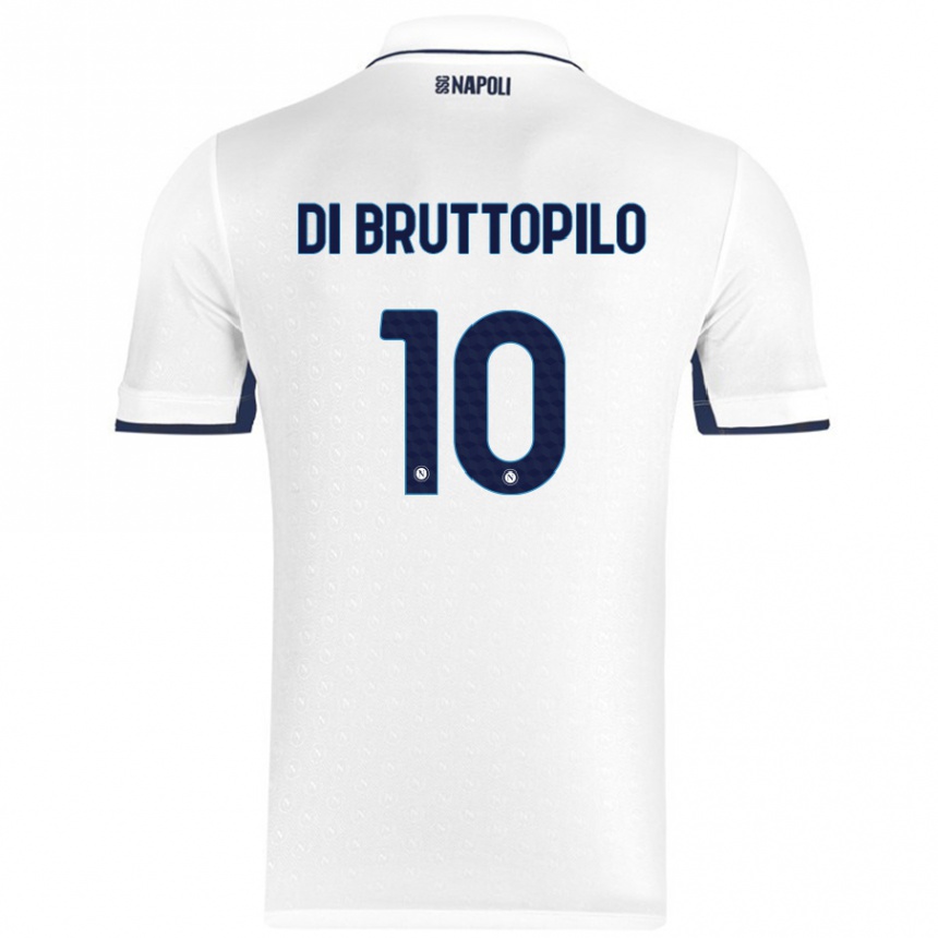 Enfant Football Maillot Giuseppe Ambrosino Di Bruttopilo #10 Blanc Bleu Royal Tenues Extérieur 2024/25 Canada