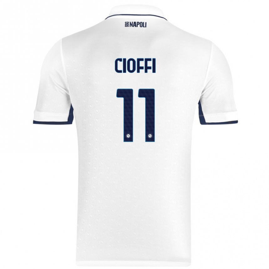 Enfant Football Maillot Antonio Cioffi #11 Blanc Bleu Royal Tenues Extérieur 2024/25 Canada