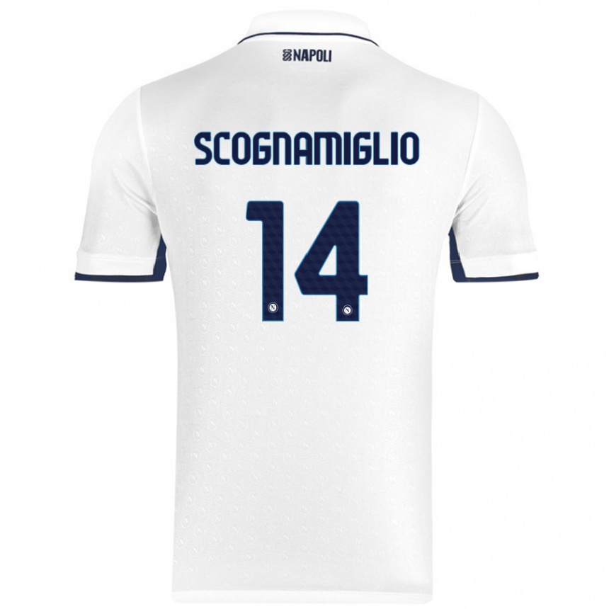 Enfant Football Maillot Fabio Scognamiglio #14 Blanc Bleu Royal Tenues Extérieur 2024/25 Canada